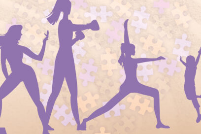 illustration de plusieurs silhouettes en train de faire du sport avec une silhouette d'un enfants qui s'amuse. - Agrandir l'image, fenêtre modale