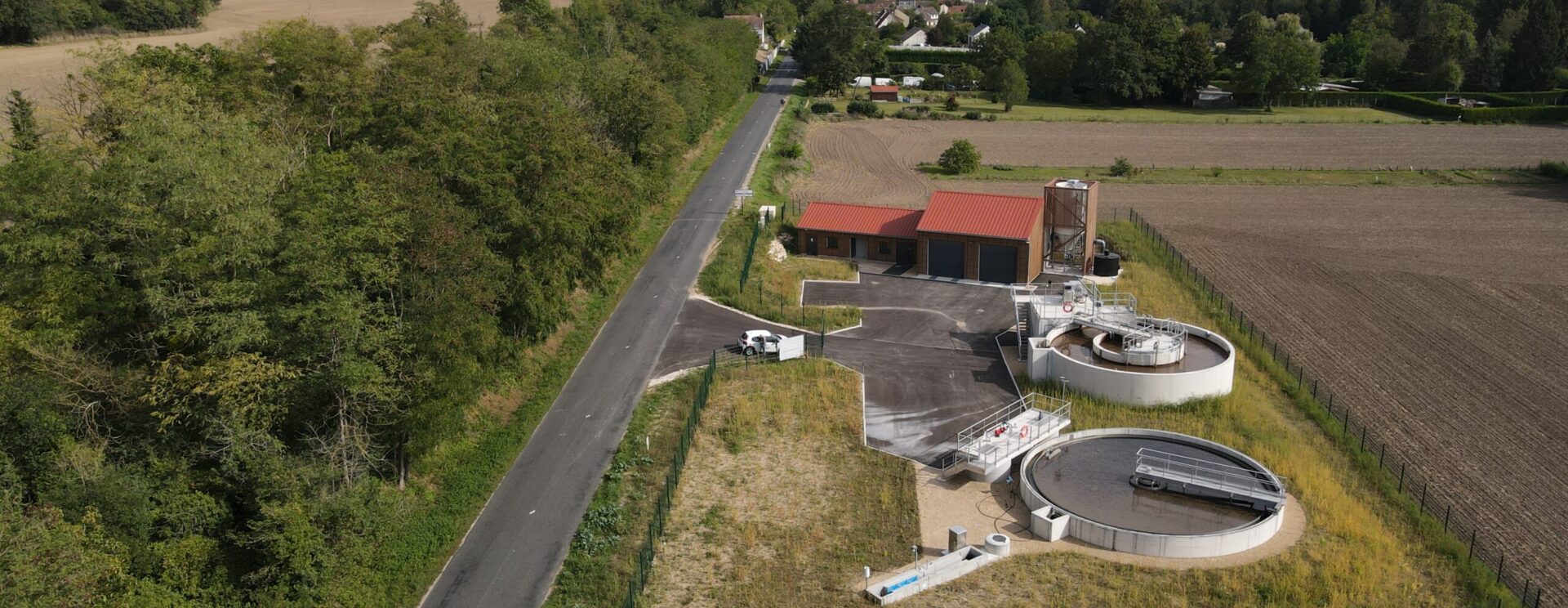 Vue aérienne de la station d'épuration de Congis-sur-Thérouanne