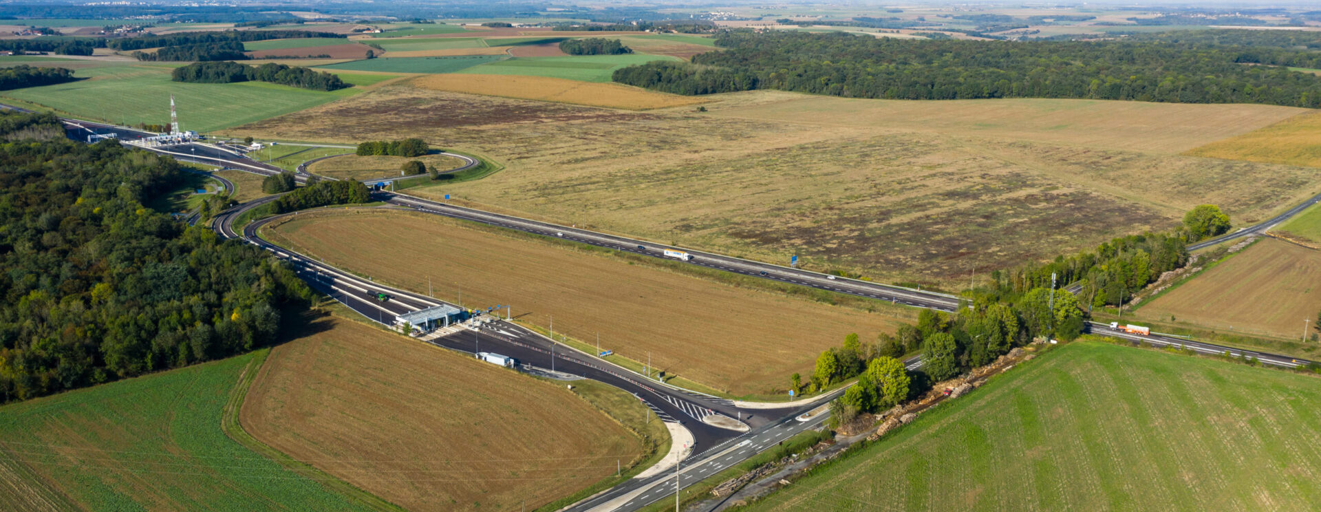 Vue aérienne de la zone des Effaneaux, échangeur A4 à Dhuisy
