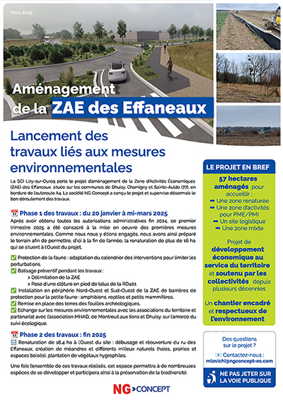 Visuel du tract des travaux d'aménagement de la ZAE des Effaneaux