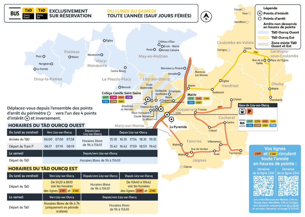 Plan du Transport à la demande au Pays de l'Ourcq - Agrandir l'image, fenêtre modale