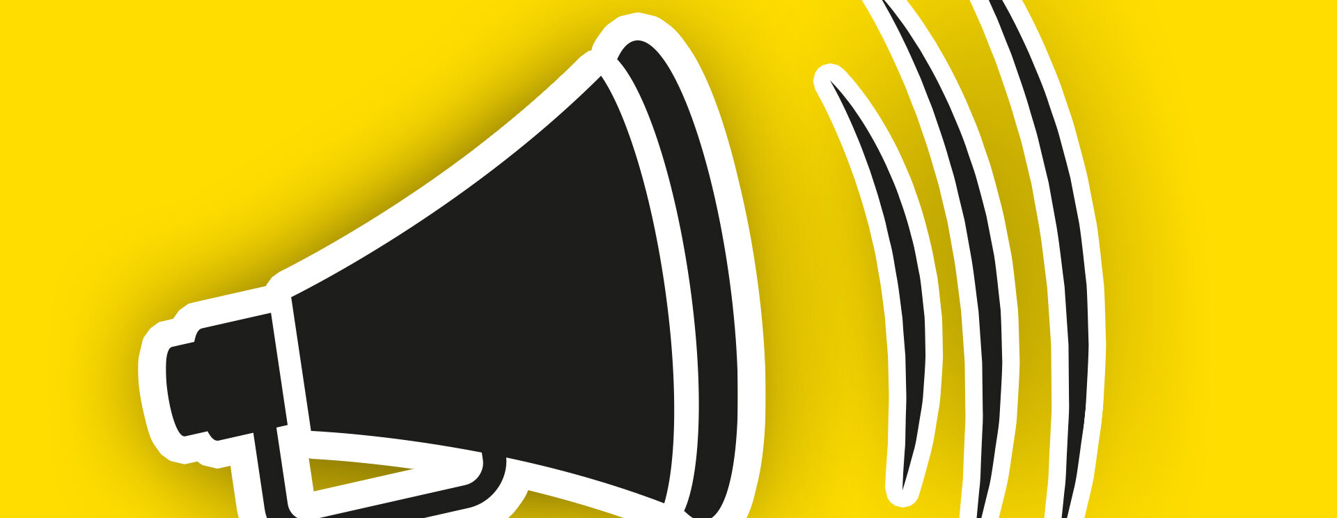 Illustration d'un mégaphone sur fond jaune