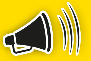 Illustration d'un mégaphone sur fond jaune