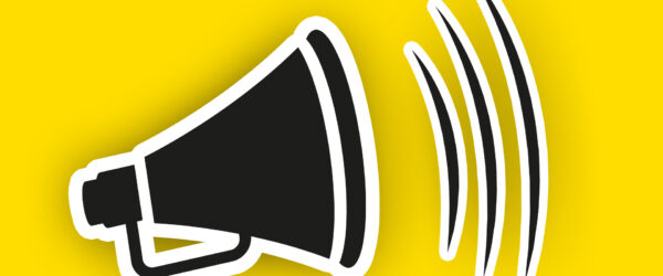 Illustration d'un mégaphone sur fond jaune